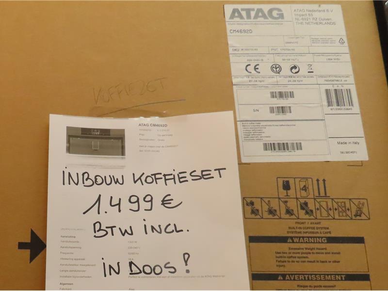 Outlet voordelige Inbouw koffieset nog nieuw in de doos