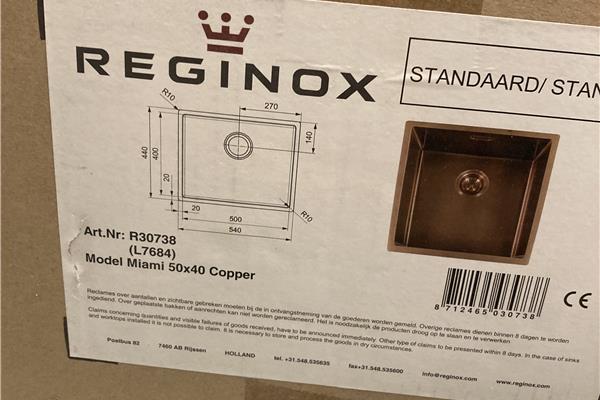 Outlet onderbouw spoelbak koper Reginox MIAMI